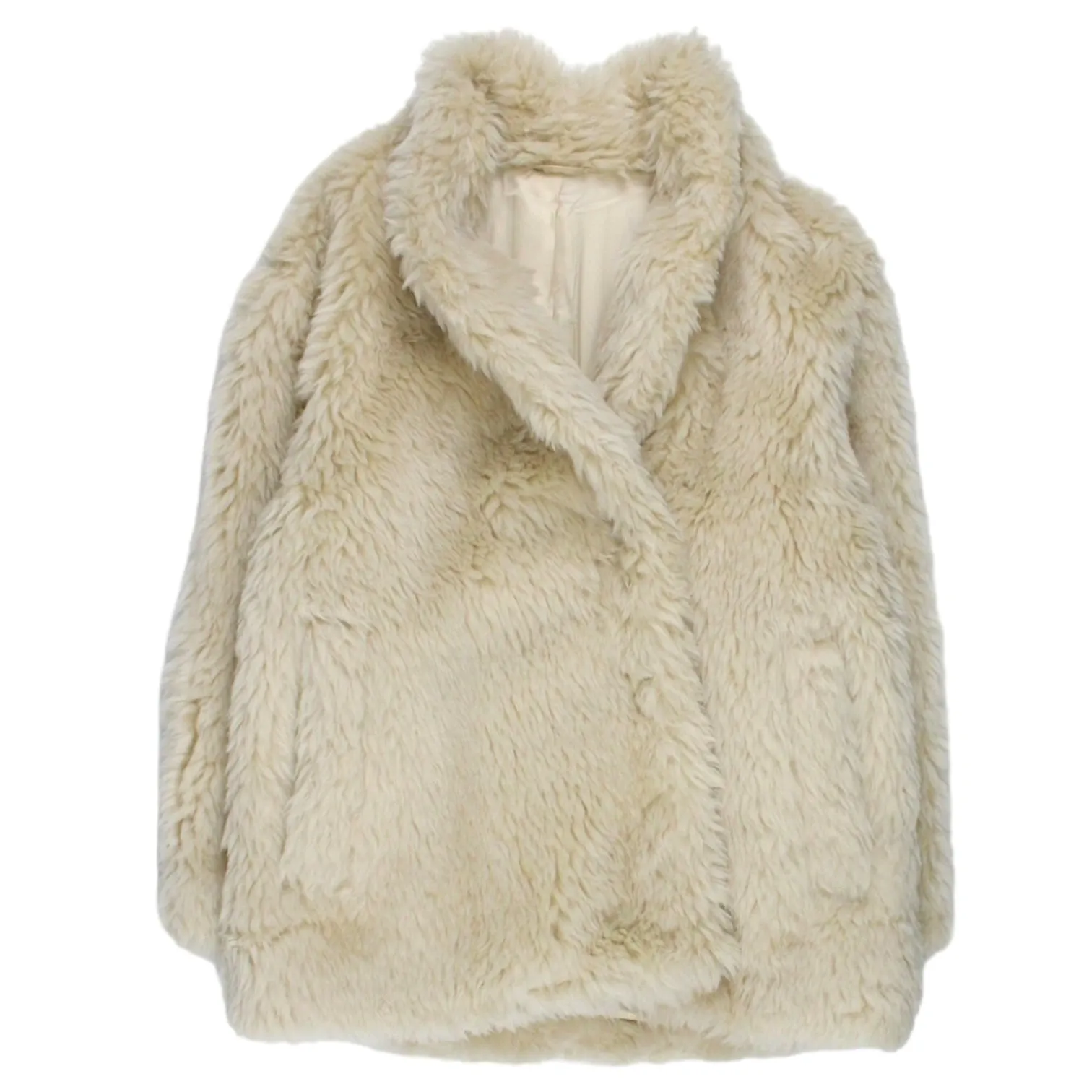 & Other Stories Cream Furry Wool Coat