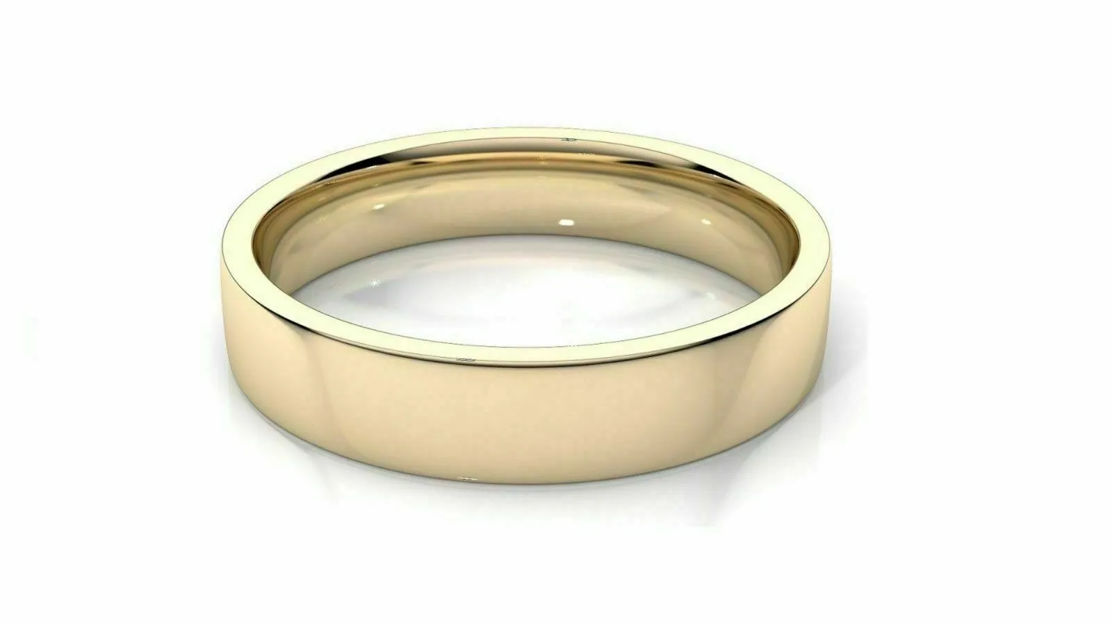 18k Solid Gold Comfort Fit Wedding Flat Band 18k Yellow Gold All sizes