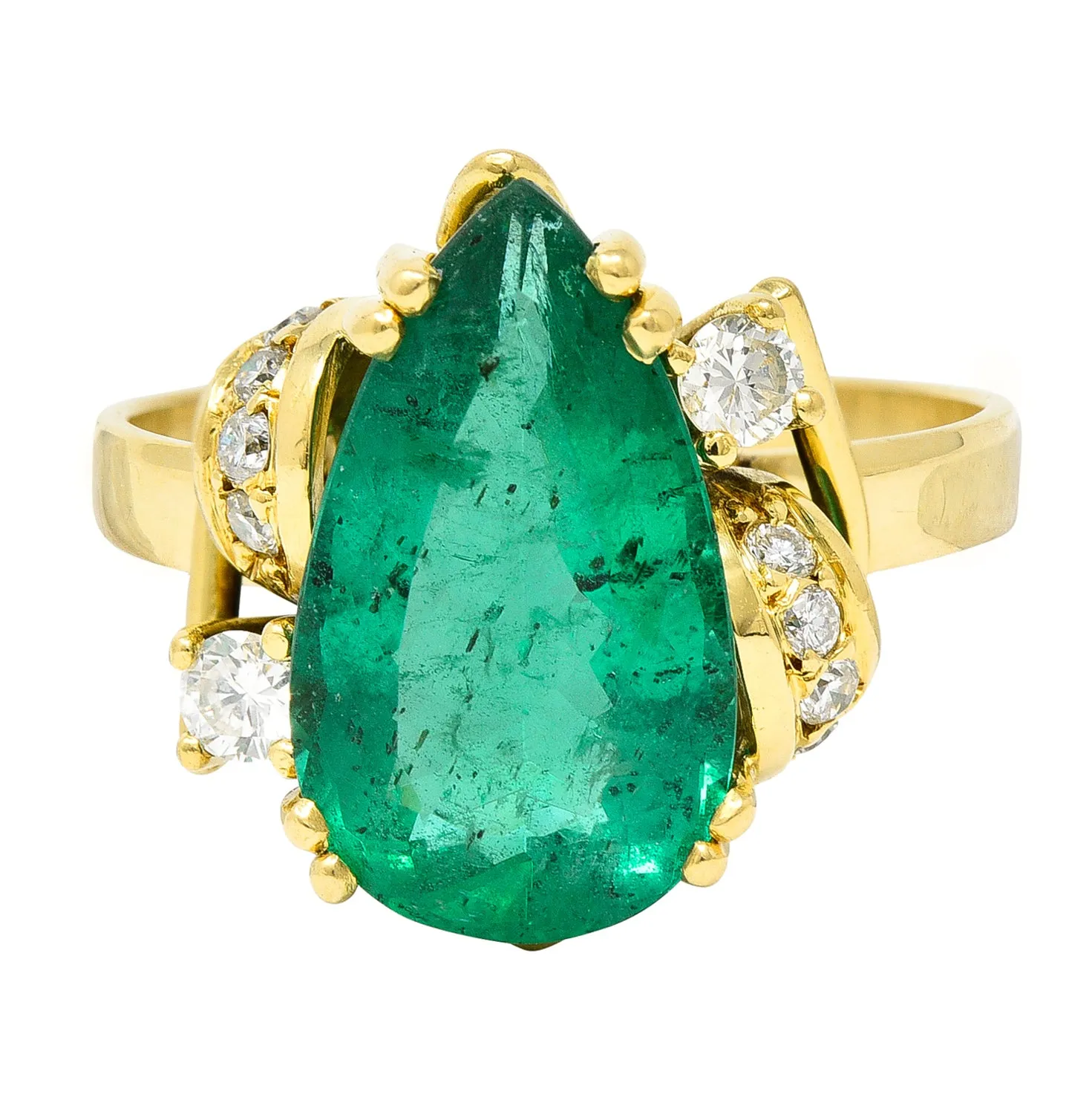 Vintage Brazilian Emerald Diamond Ring - 3.06 CTW, 18K Yellow Gold (GIA Certified)