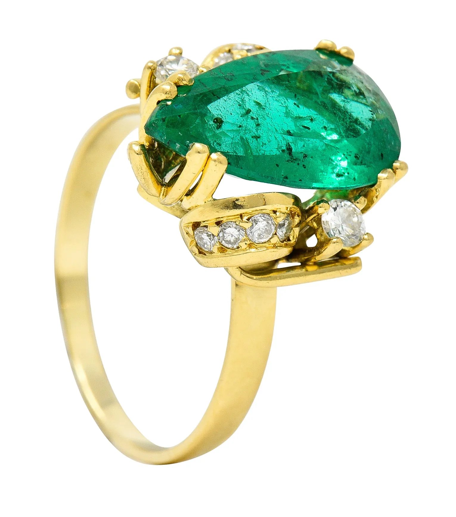 Vintage Brazilian Emerald Diamond Ring - 3.06 CTW, 18K Yellow Gold (GIA Certified)