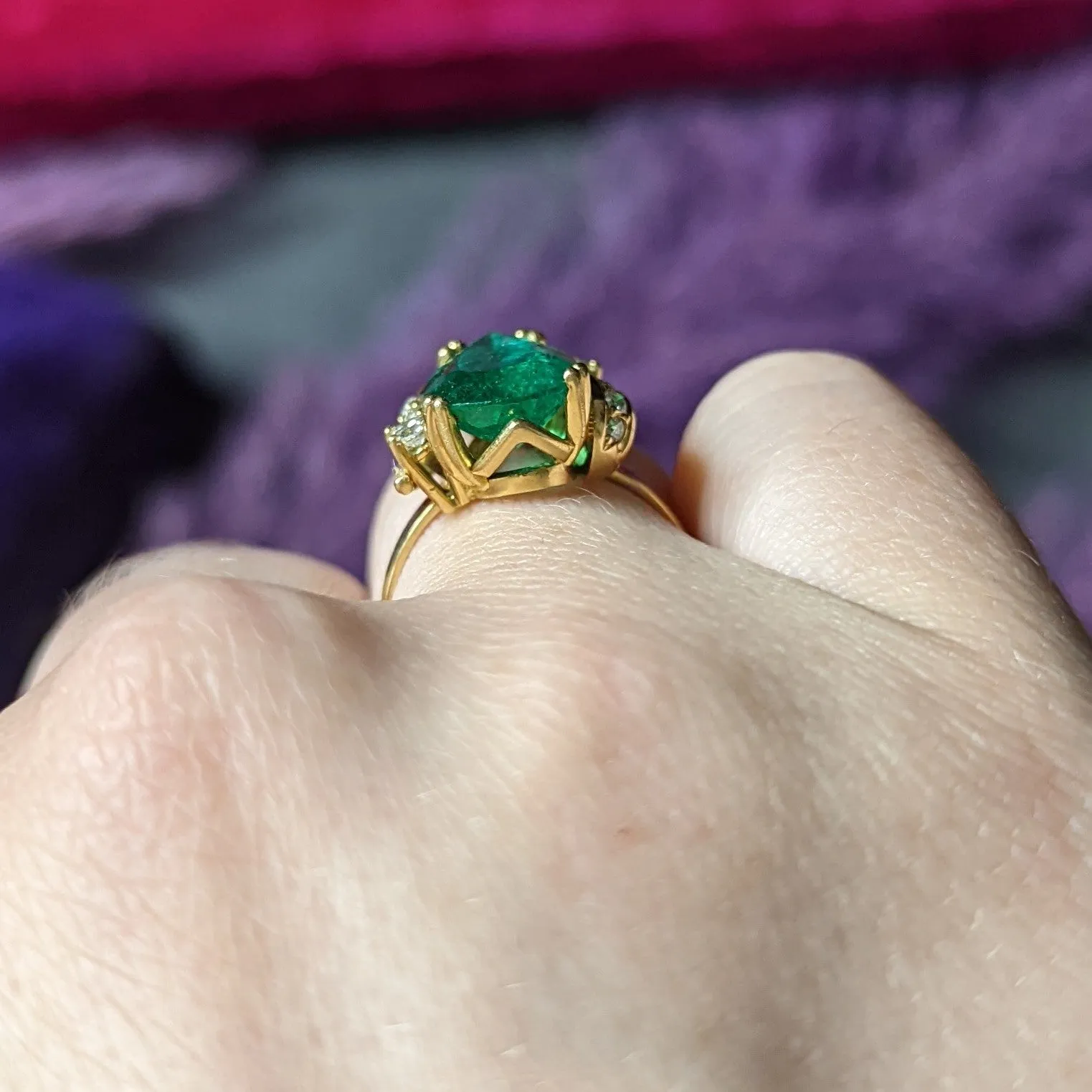 Vintage Brazilian Emerald Diamond Ring - 3.06 CTW, 18K Yellow Gold (GIA Certified)