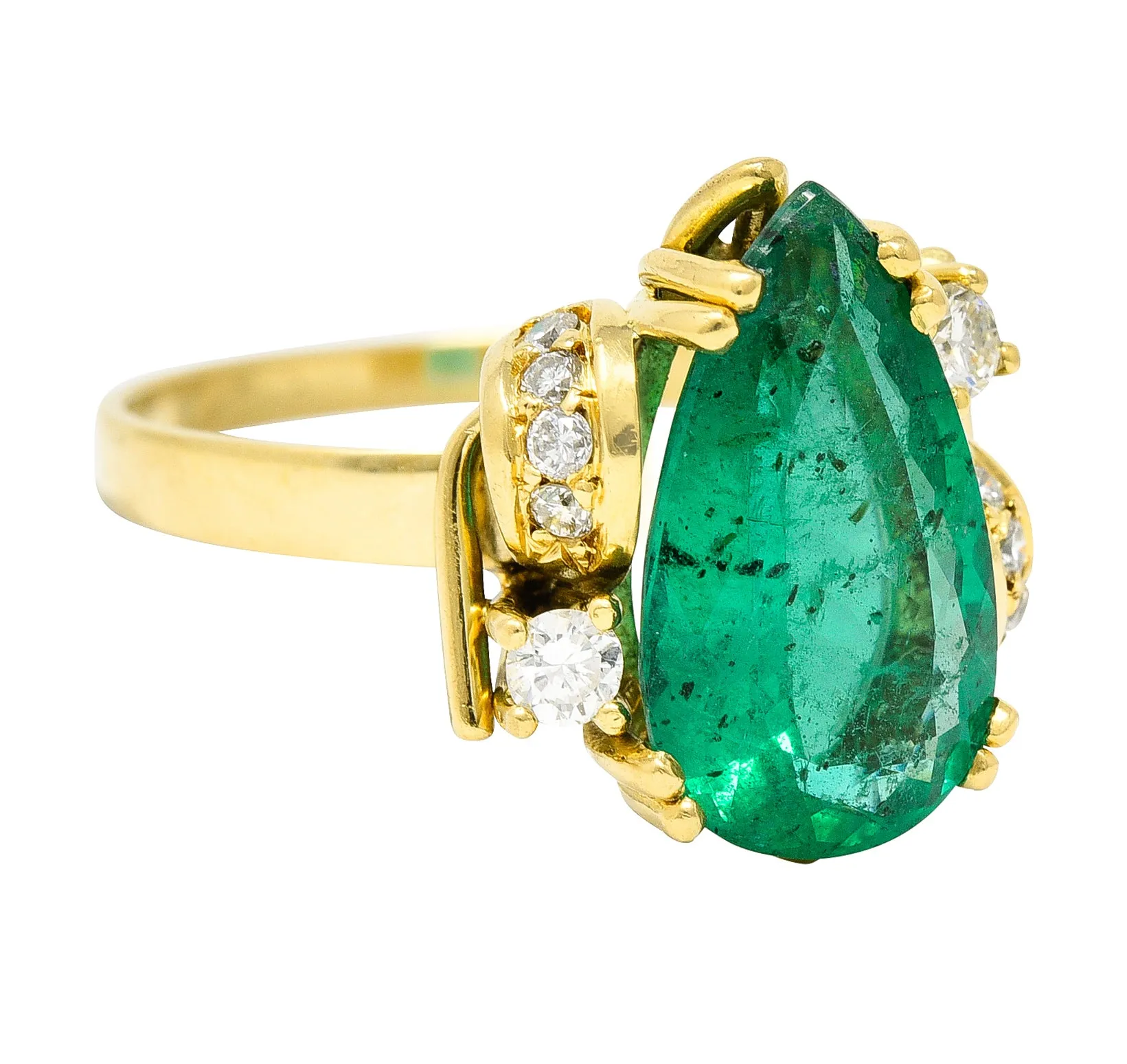 Vintage Brazilian Emerald Diamond Ring - 3.06 CTW, 18K Yellow Gold (GIA Certified)