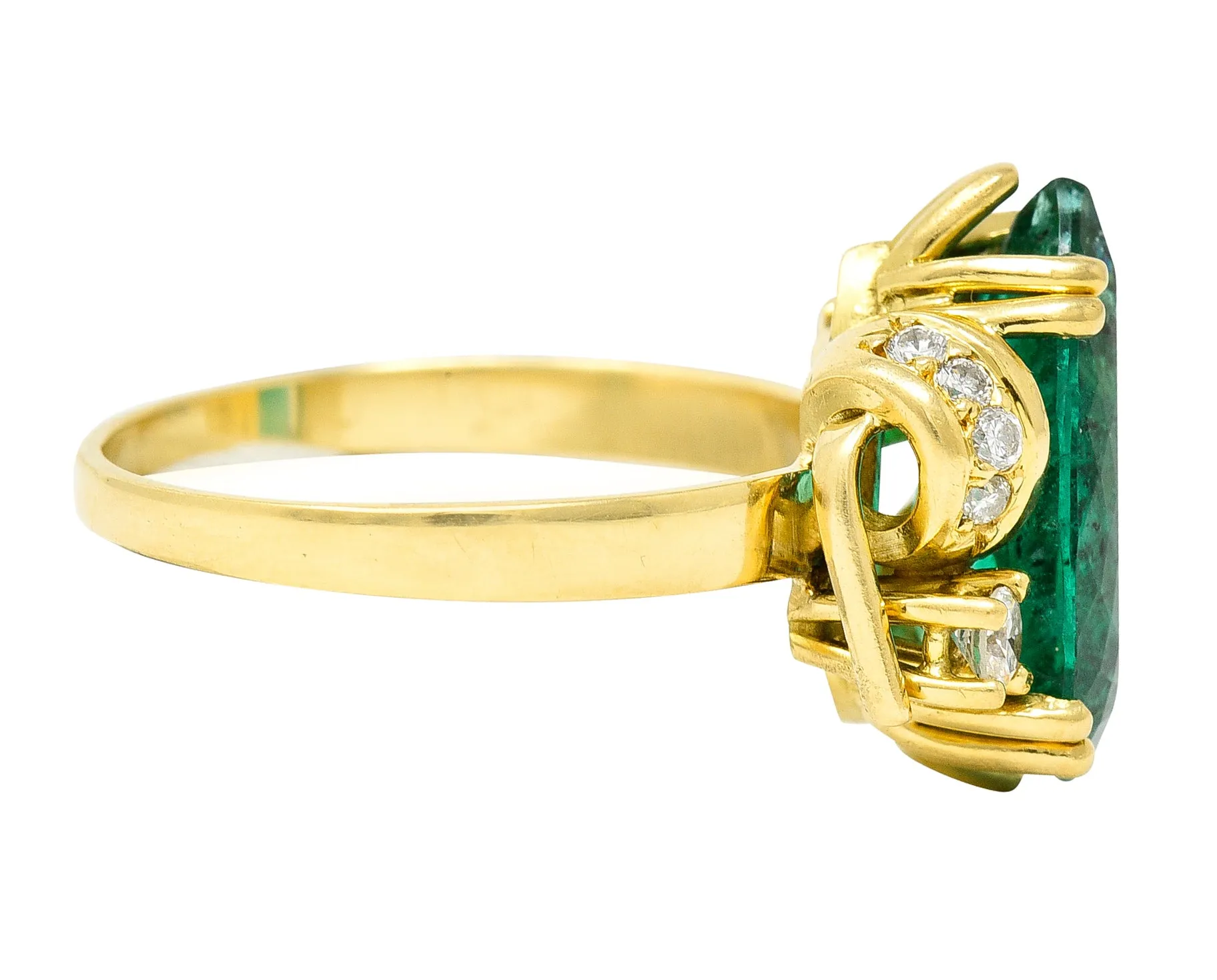 Vintage Brazilian Emerald Diamond Ring - 3.06 CTW, 18K Yellow Gold (GIA Certified)