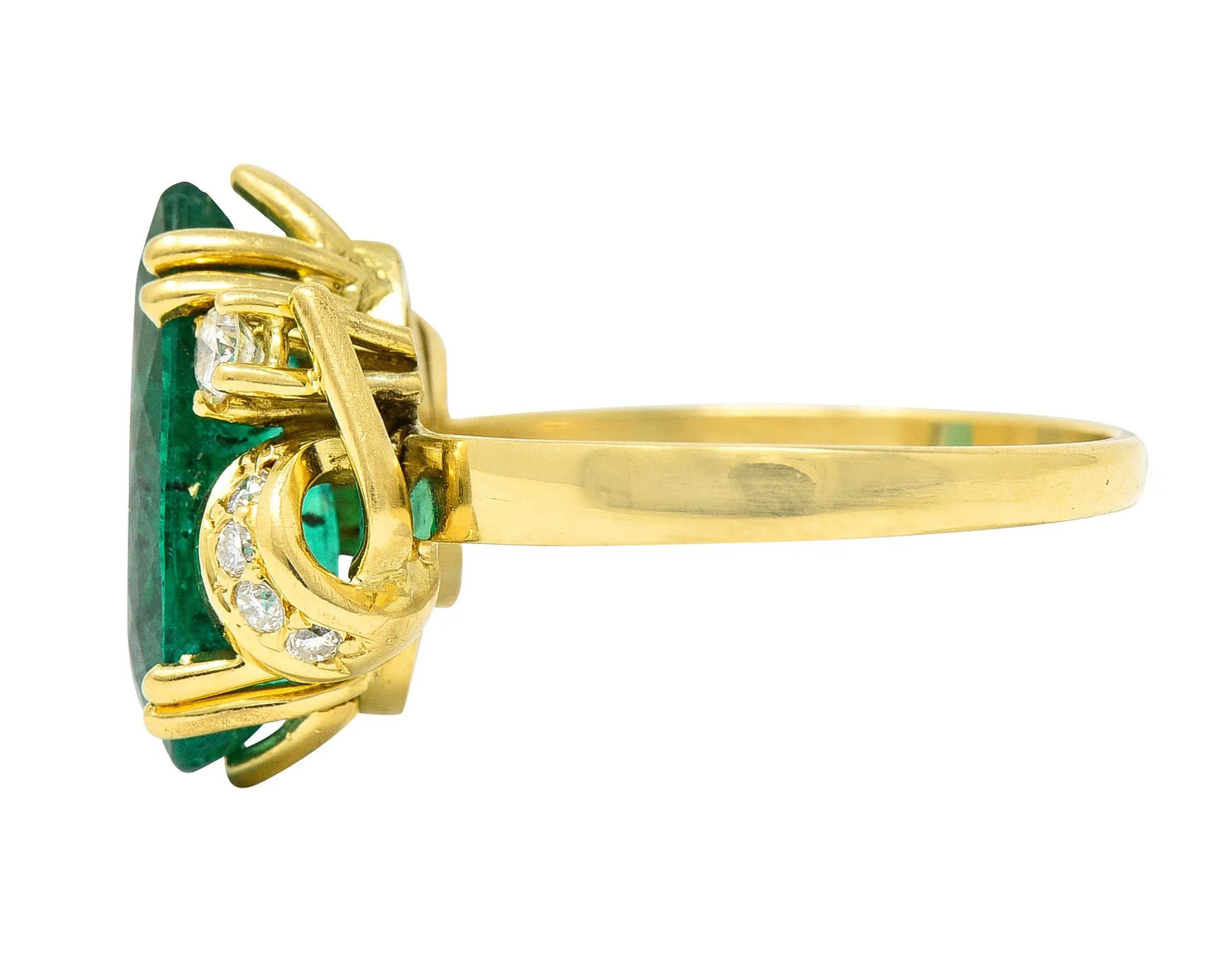 Vintage Brazilian Emerald Diamond Ring - 3.06 CTW, 18K Yellow Gold (GIA Certified)