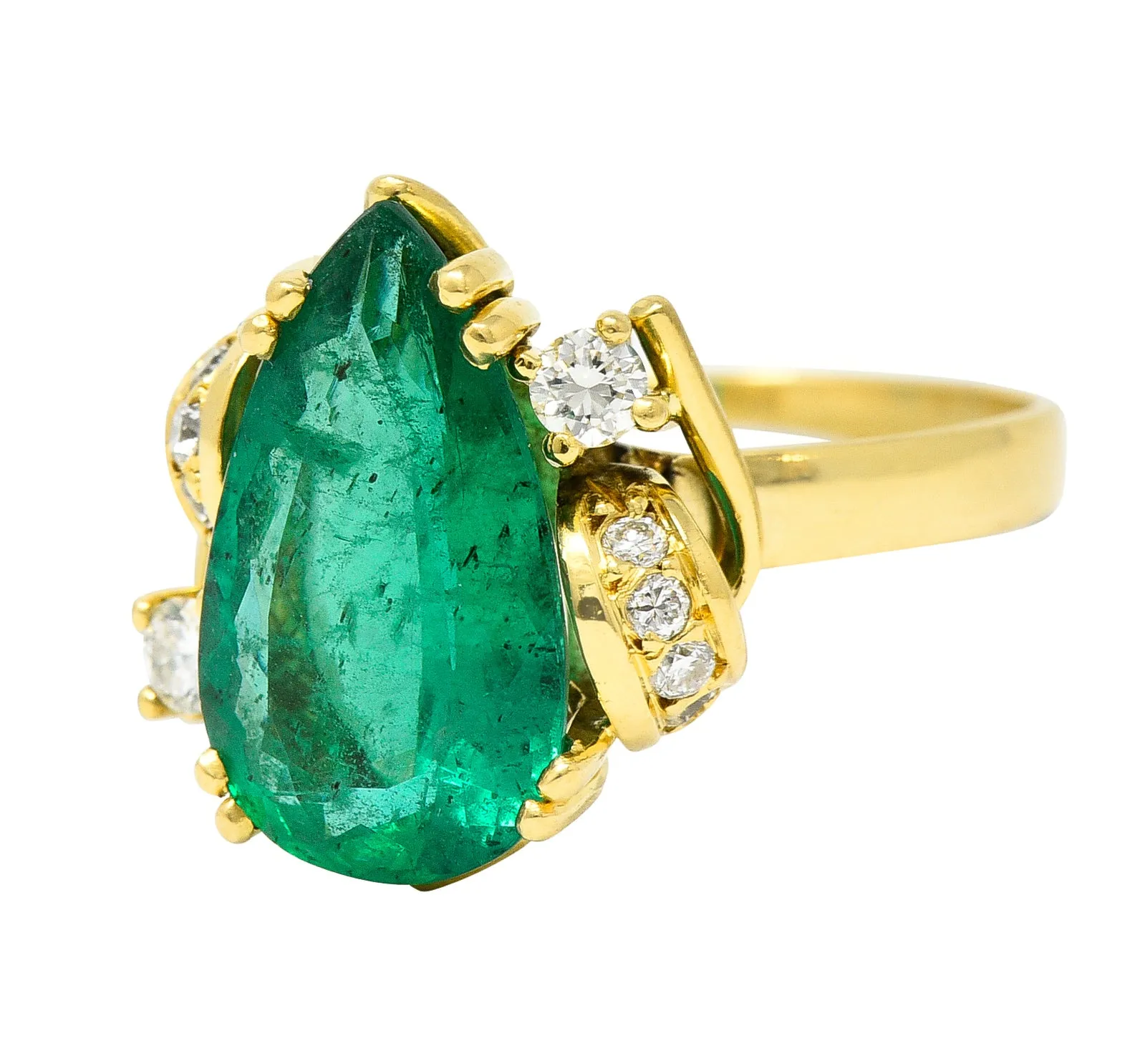 Vintage Brazilian Emerald Diamond Ring - 3.06 CTW, 18K Yellow Gold (GIA Certified)