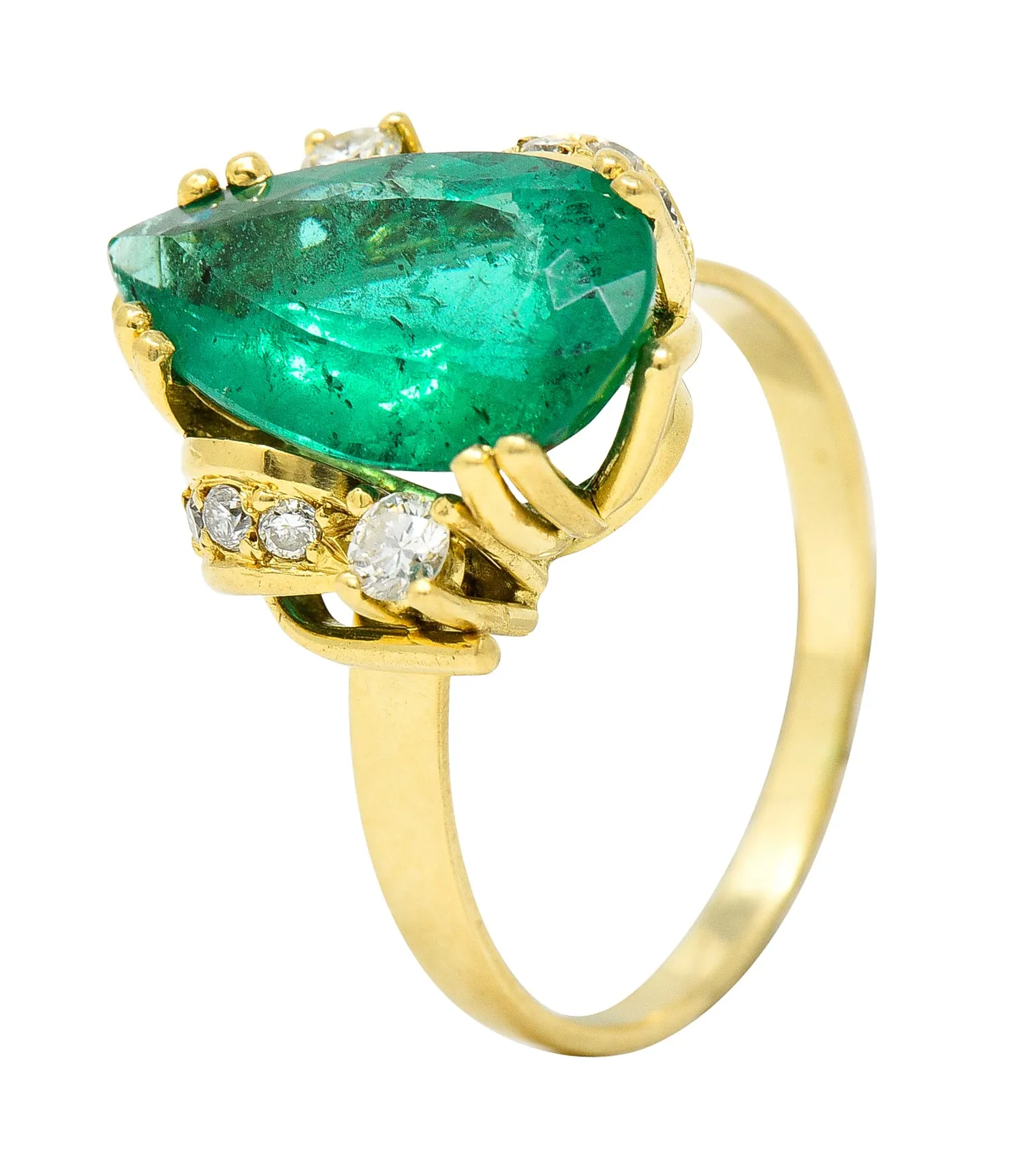 Vintage Brazilian Emerald Diamond Ring - 3.06 CTW, 18K Yellow Gold (GIA Certified)