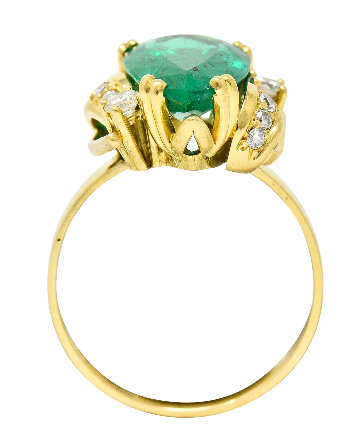 Vintage Brazilian Emerald Diamond Ring - 3.06 CTW, 18K Yellow Gold (GIA Certified)