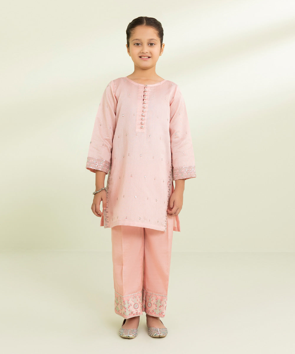 2 Piece Cotton Net Suit - Embroidered