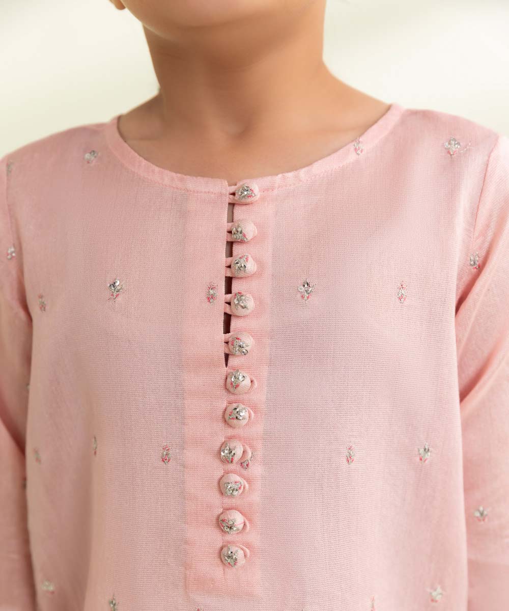 2 Piece Cotton Net Suit - Embroidered