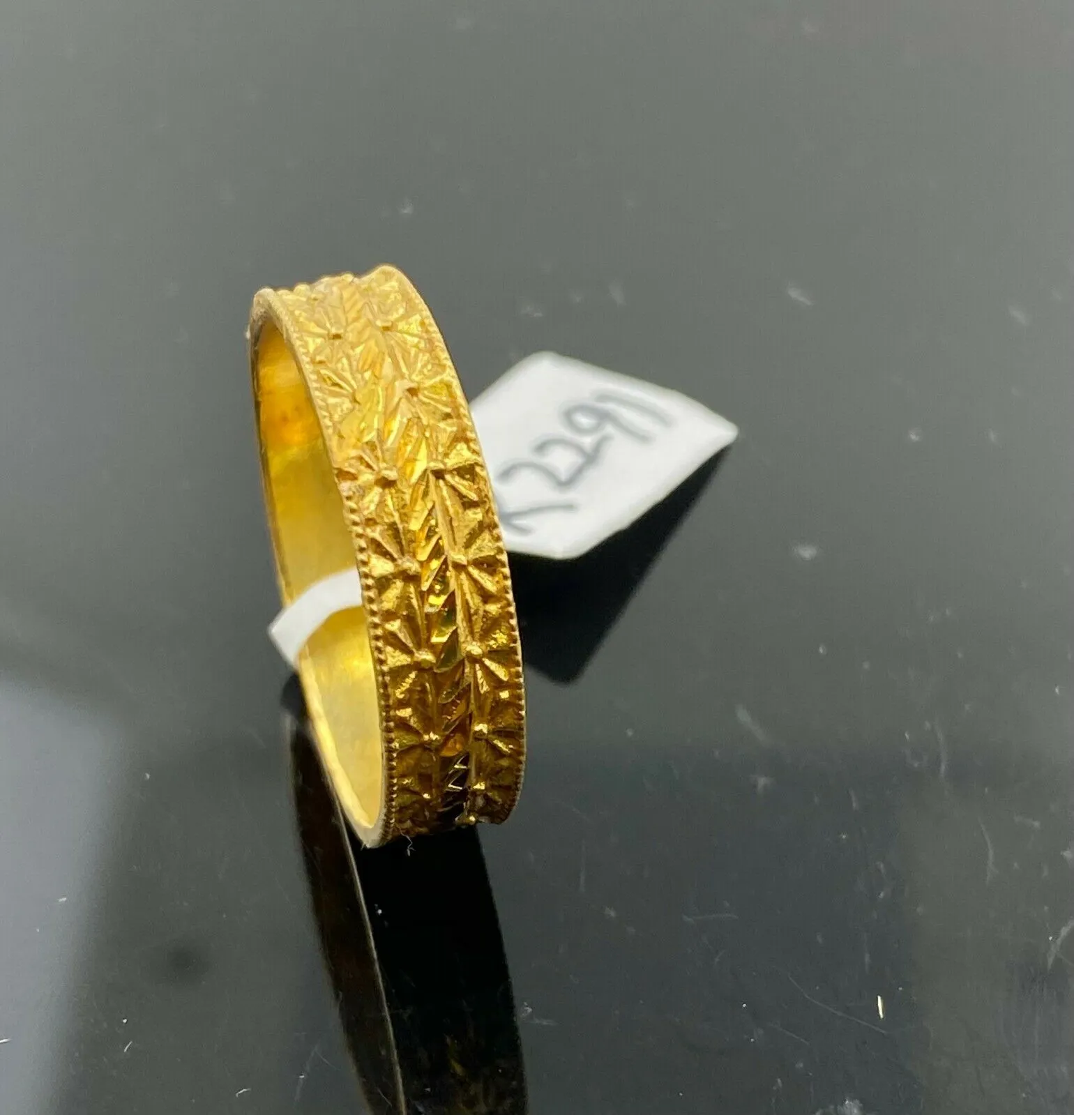 22k Solid Gold ELEGANT Charm Classic Band Ring SIZE 11.5 RESIZABLE r2291