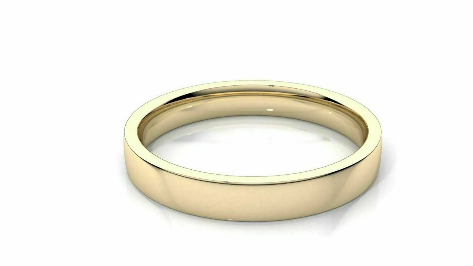 22k Solid Gold Comfort Fit Flat Wedding Band in 22k Yellow Gold All Sizes