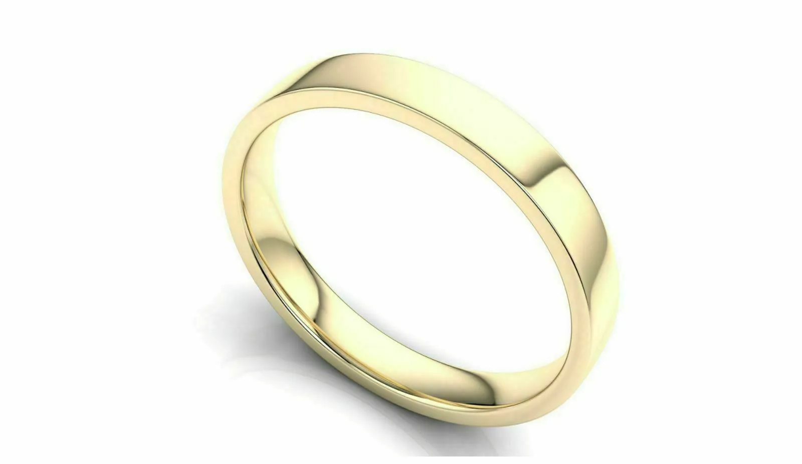 22k Solid Gold Comfort Fit Flat Wedding Band in 22k Yellow Gold All Sizes