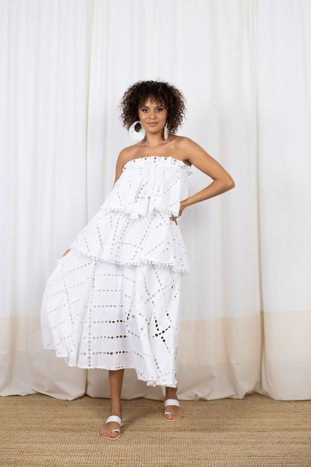 3 Tier White Maxi Dress - Heidy