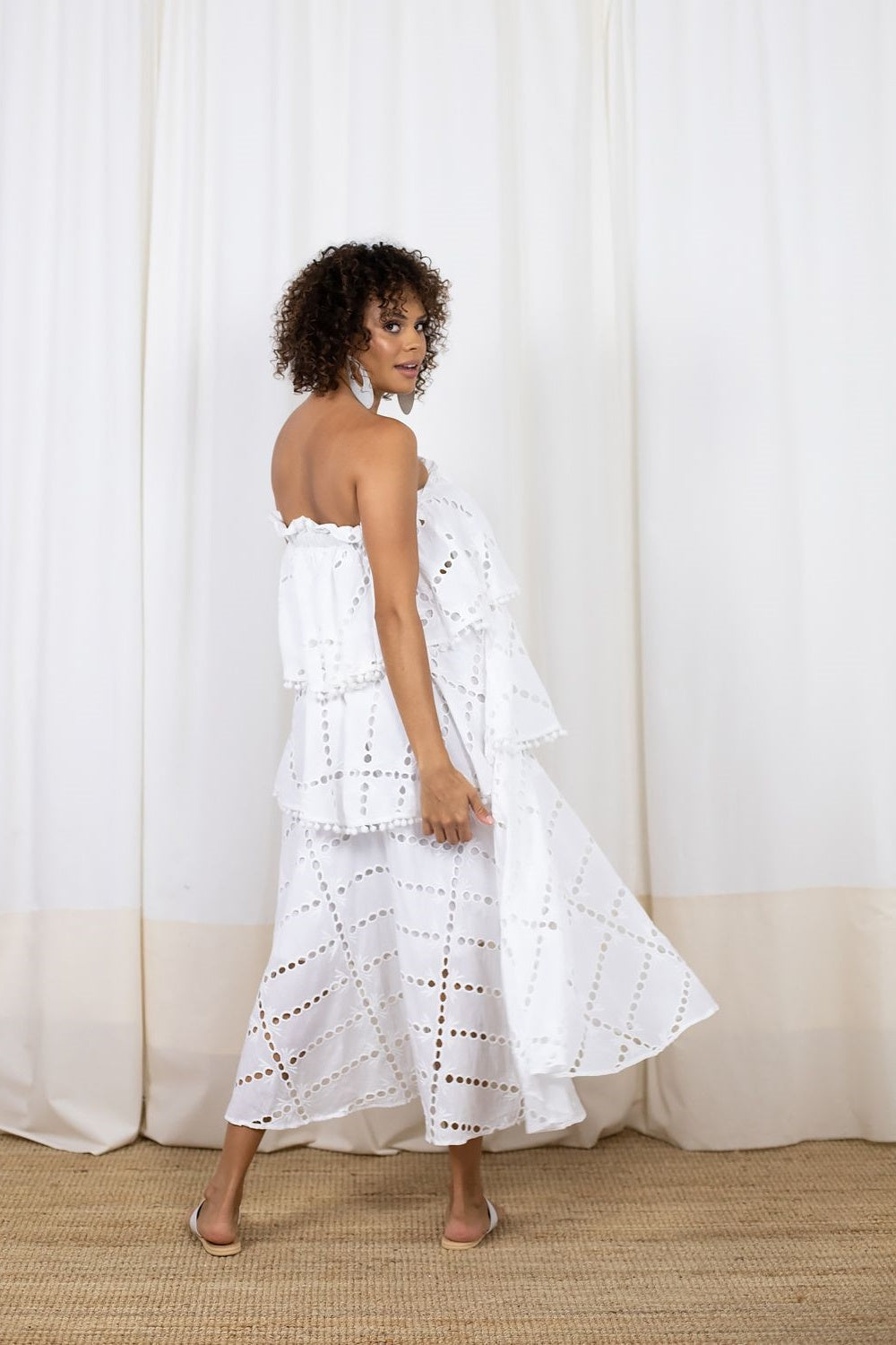 3 Tier White Maxi Dress - Heidy