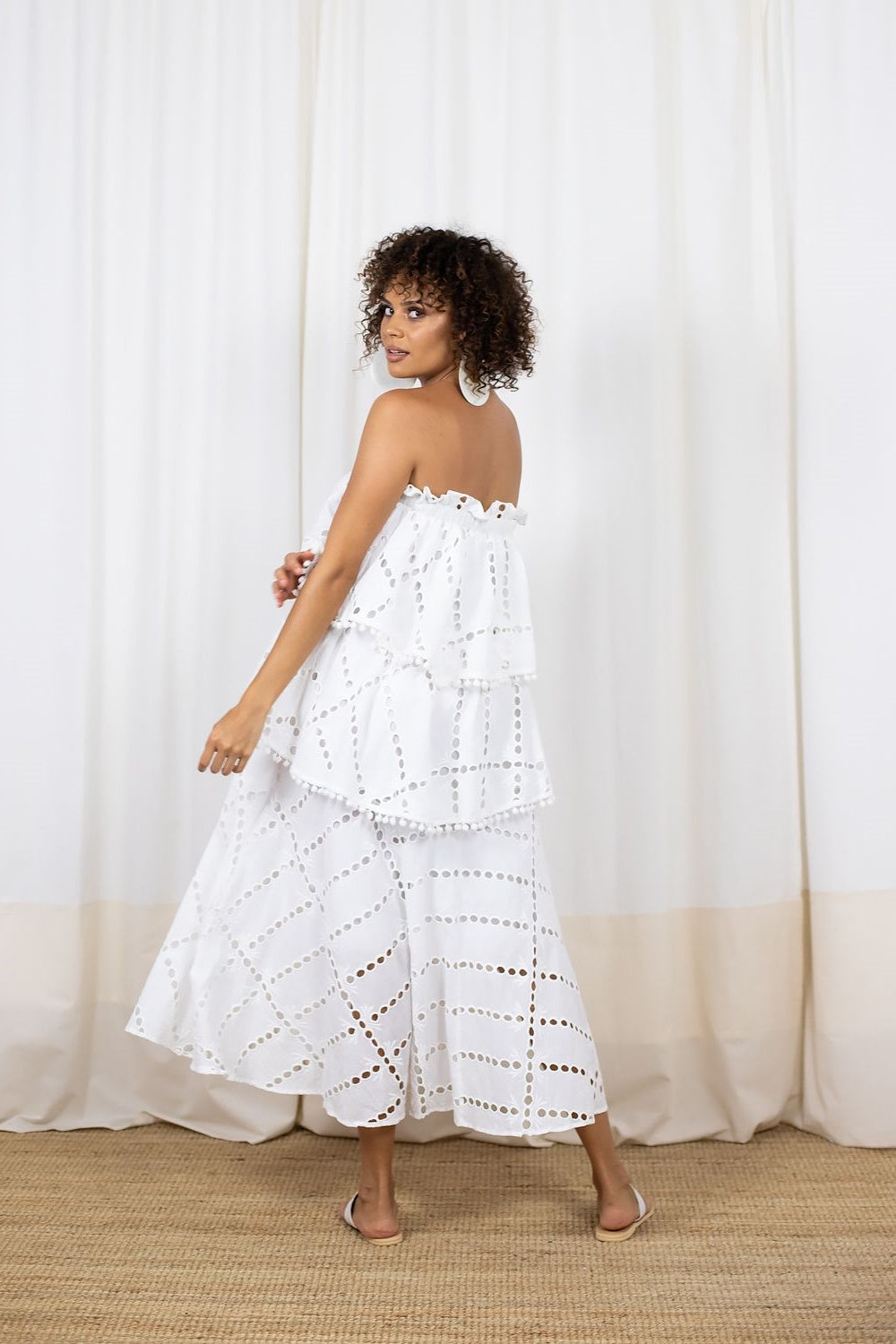 3 Tier White Maxi Dress - Heidy