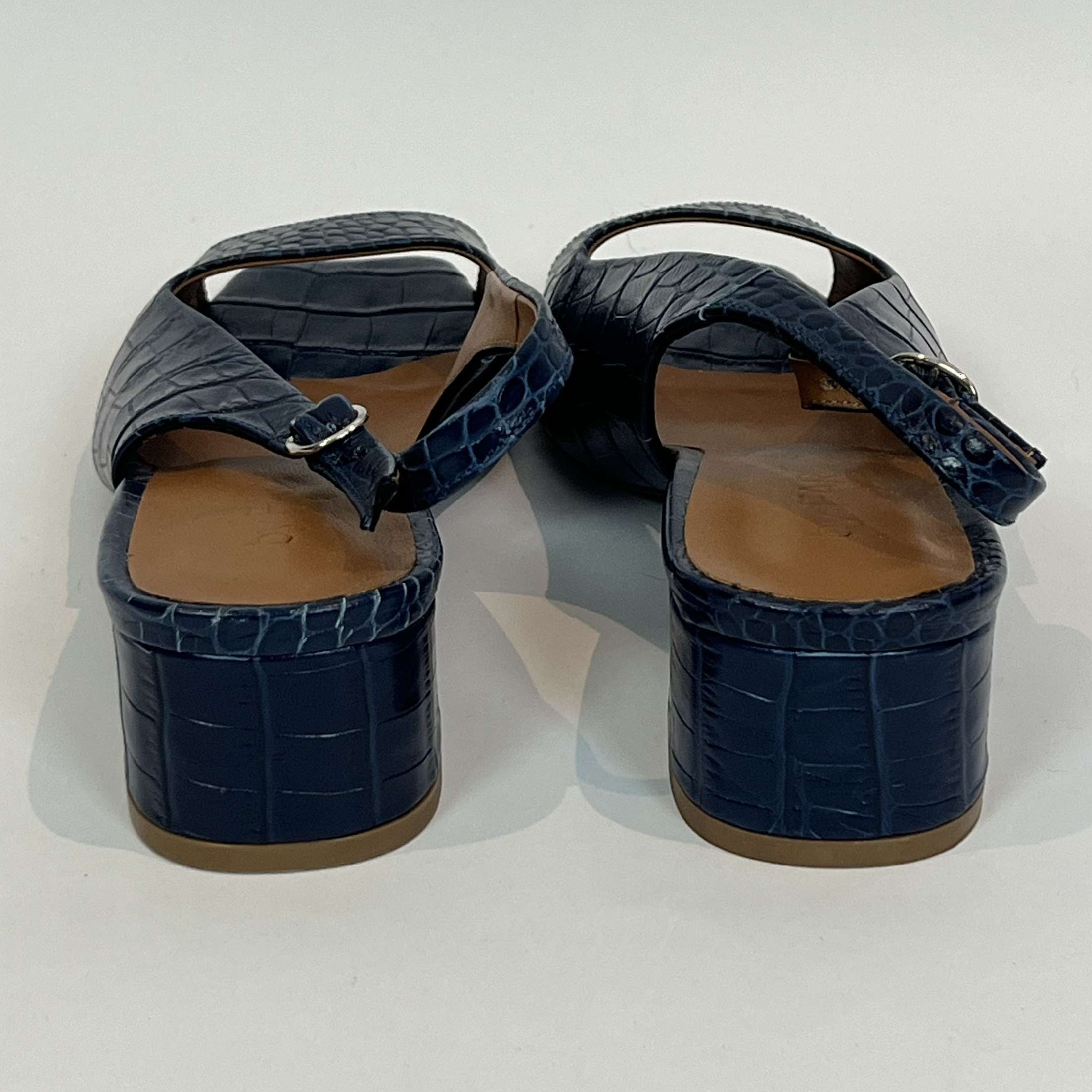 415 Navy Mock Croc Slingback Sandals - Brand New - Size 37