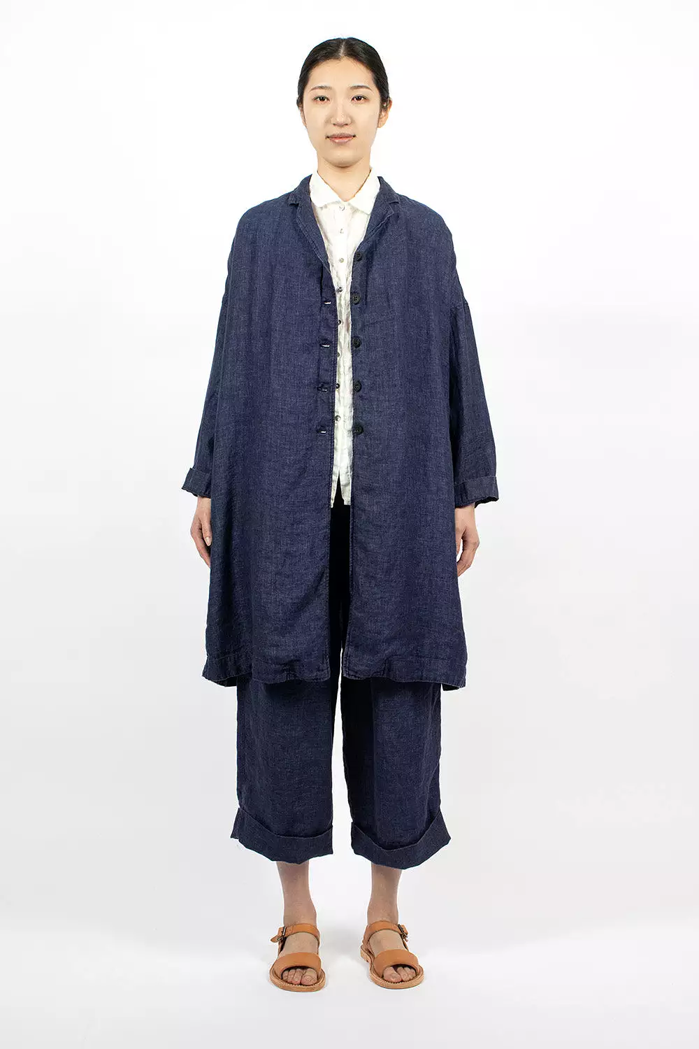 45_33 Navy Easy Coat Linen