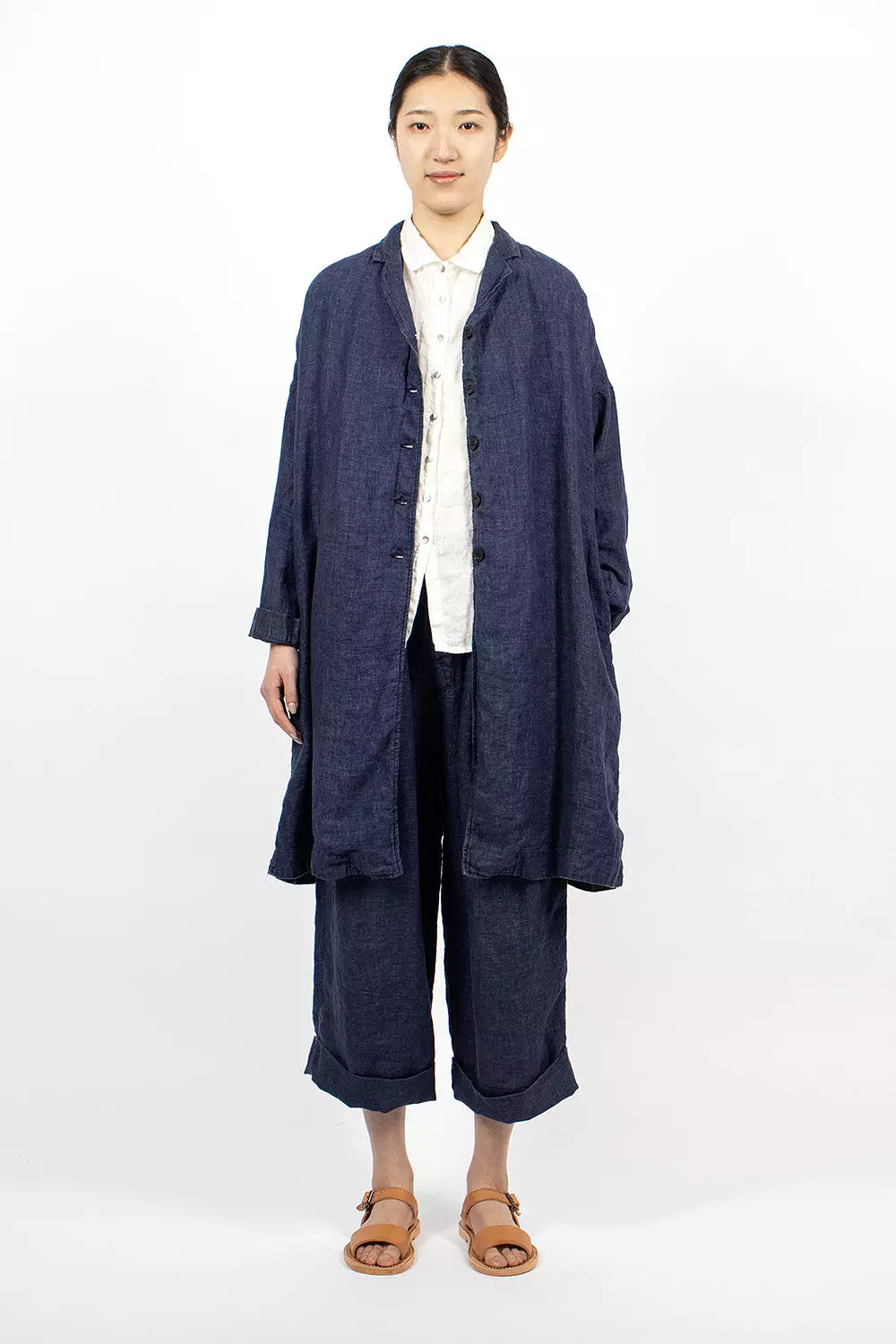 45_33 Navy Easy Coat Linen