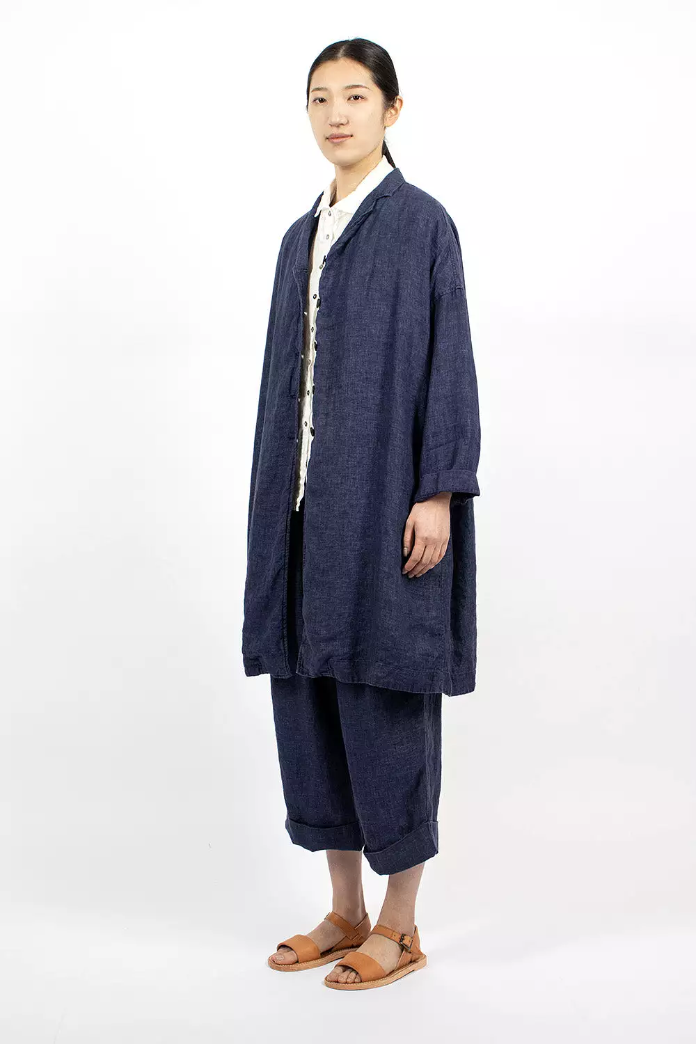 45_33 Navy Easy Coat Linen