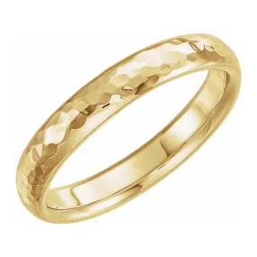 10K Yellow Gold Hammered Comfort Fit Band 4mm