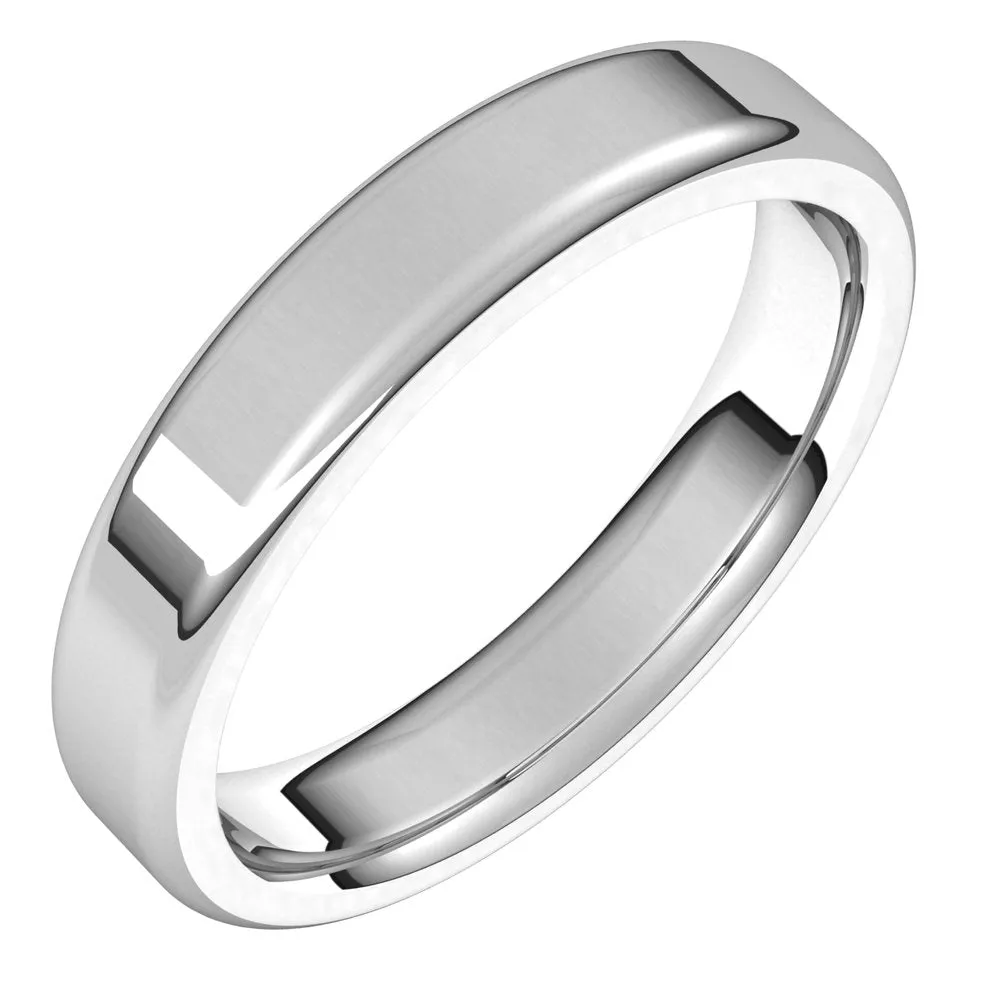 4mm 14K White Gold Polished Comfort Fit Flat Band Ring