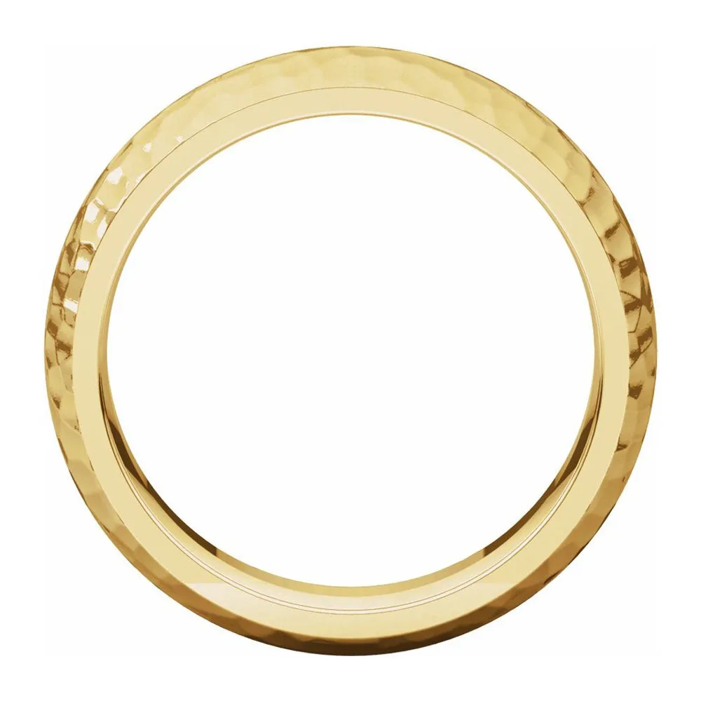 14K Yellow Gold Hammered Comfort Fit Band 6mm