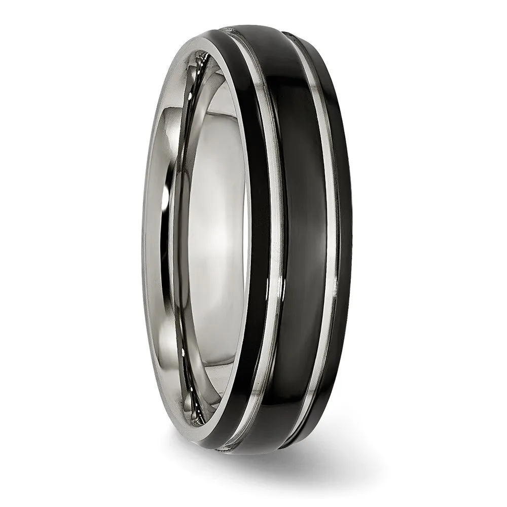 6mm Black Plated Stainless Steel Grooved Comfort Fit Band