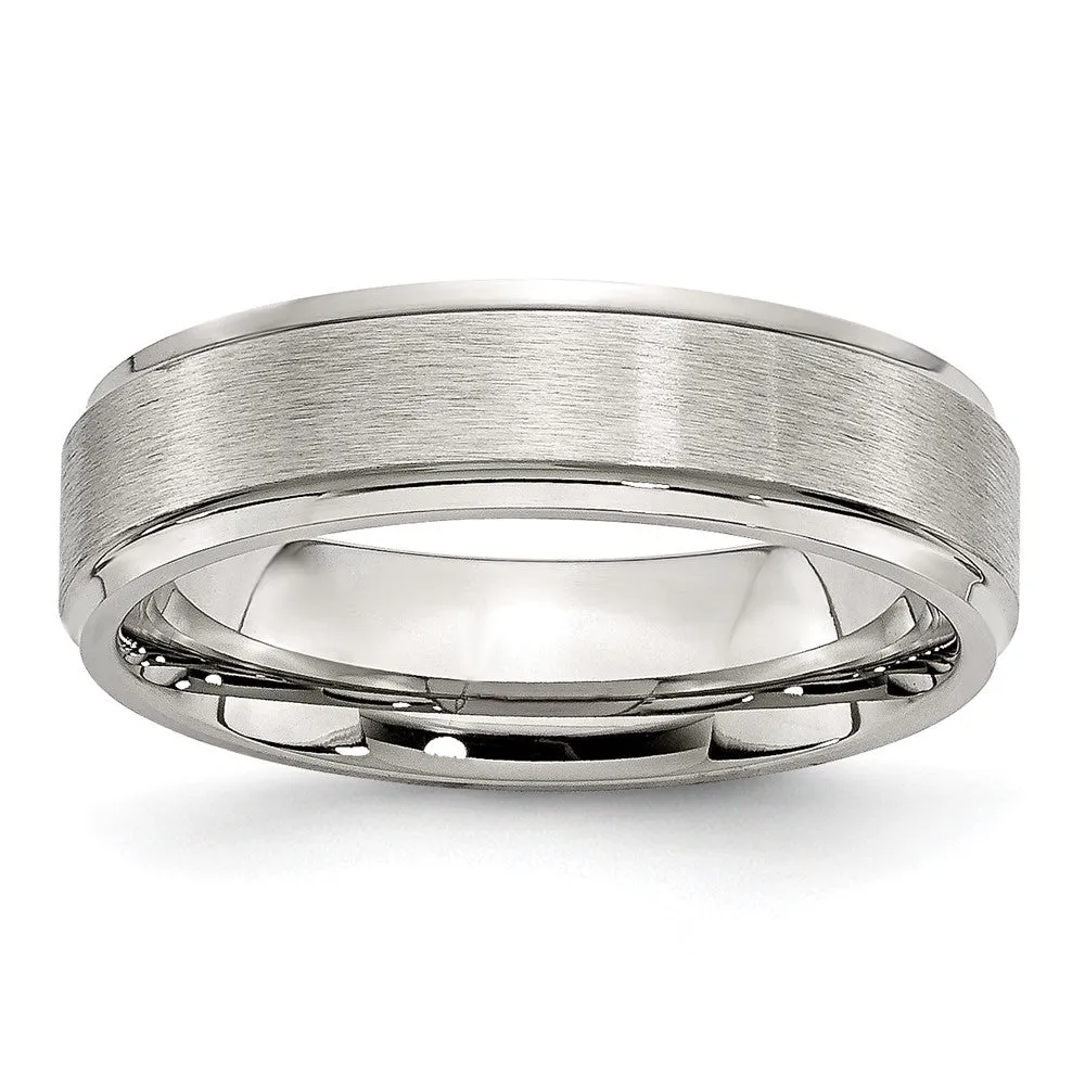 6mm Stainless Steel Brushed Ridged Edge Comfort Fit Band