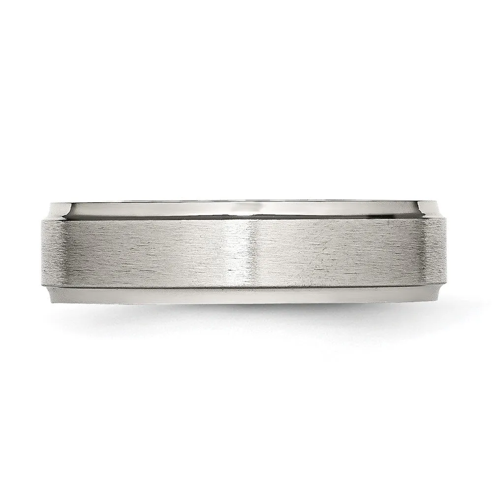 6mm Stainless Steel Brushed Ridged Edge Comfort Fit Band