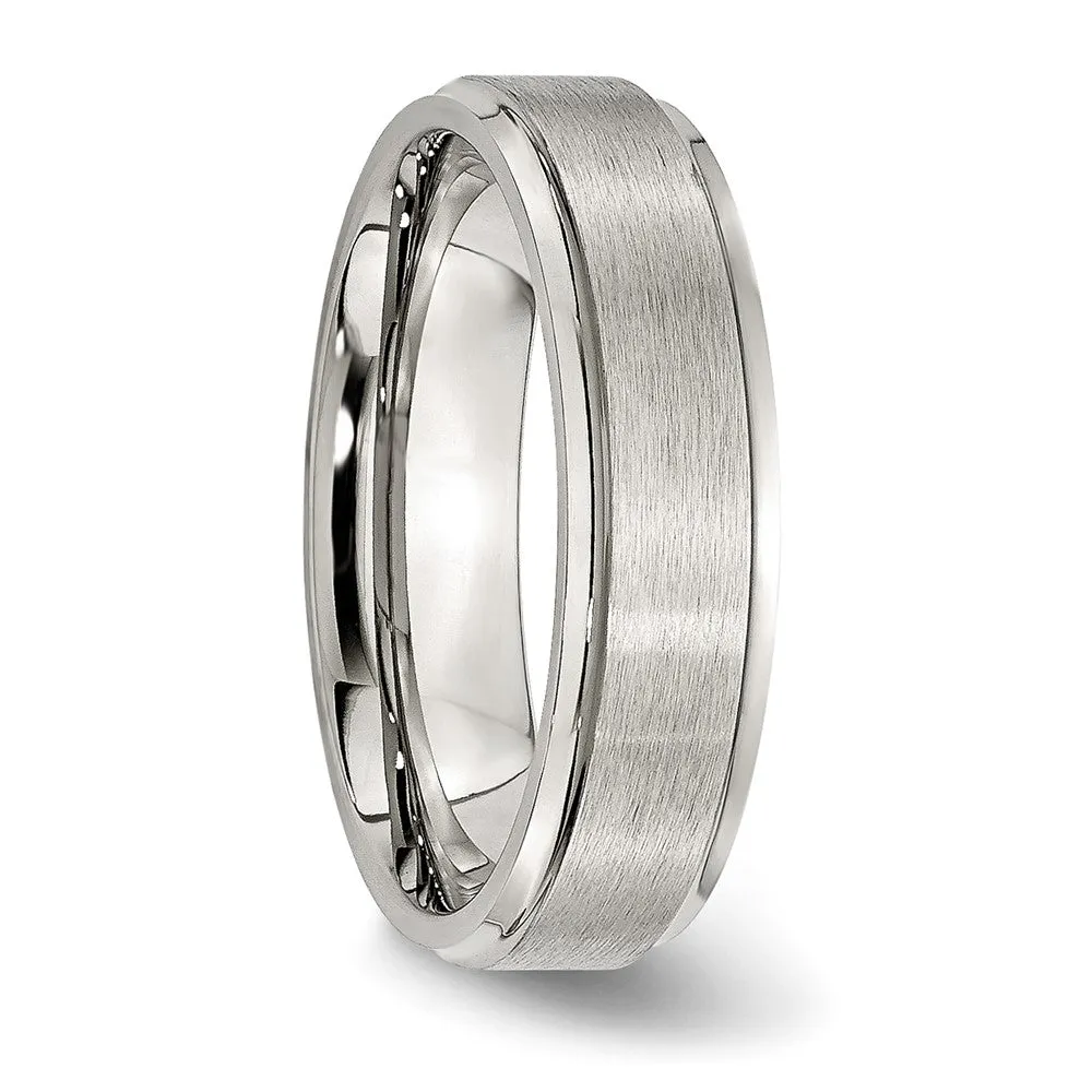 6mm Stainless Steel Brushed Ridged Edge Comfort Fit Band