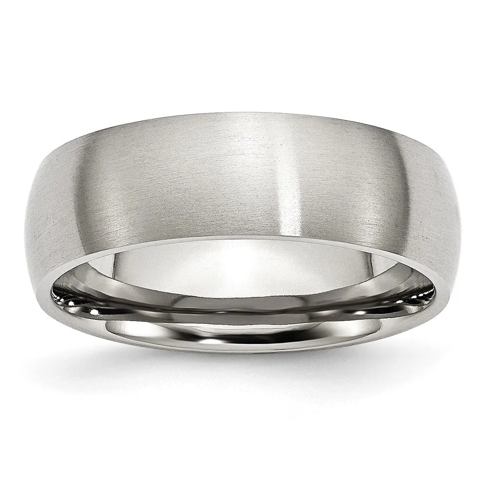 7mm Stainless Steel Brushed Domed Comfort Fit Ring