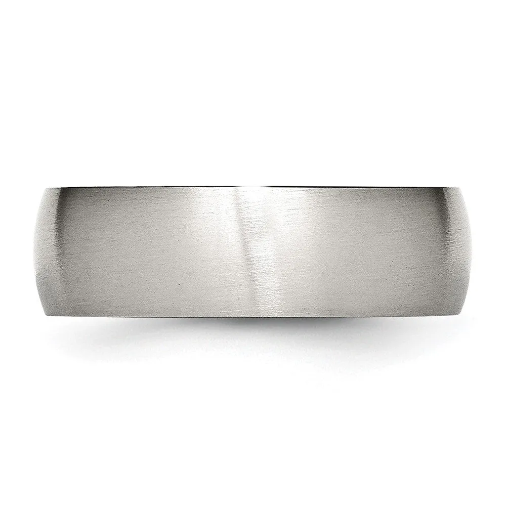 7mm Stainless Steel Brushed Domed Comfort Fit Ring