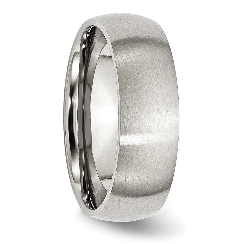 7mm Stainless Steel Brushed Domed Comfort Fit Ring