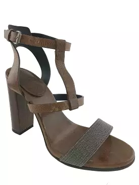 8 Brunello Cucinelli Monili T-Strap Sandals Size