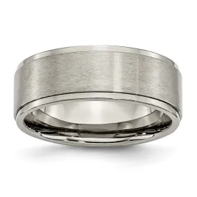 8mm Titanium Brushed Polished Ridged Comfort Fit Band