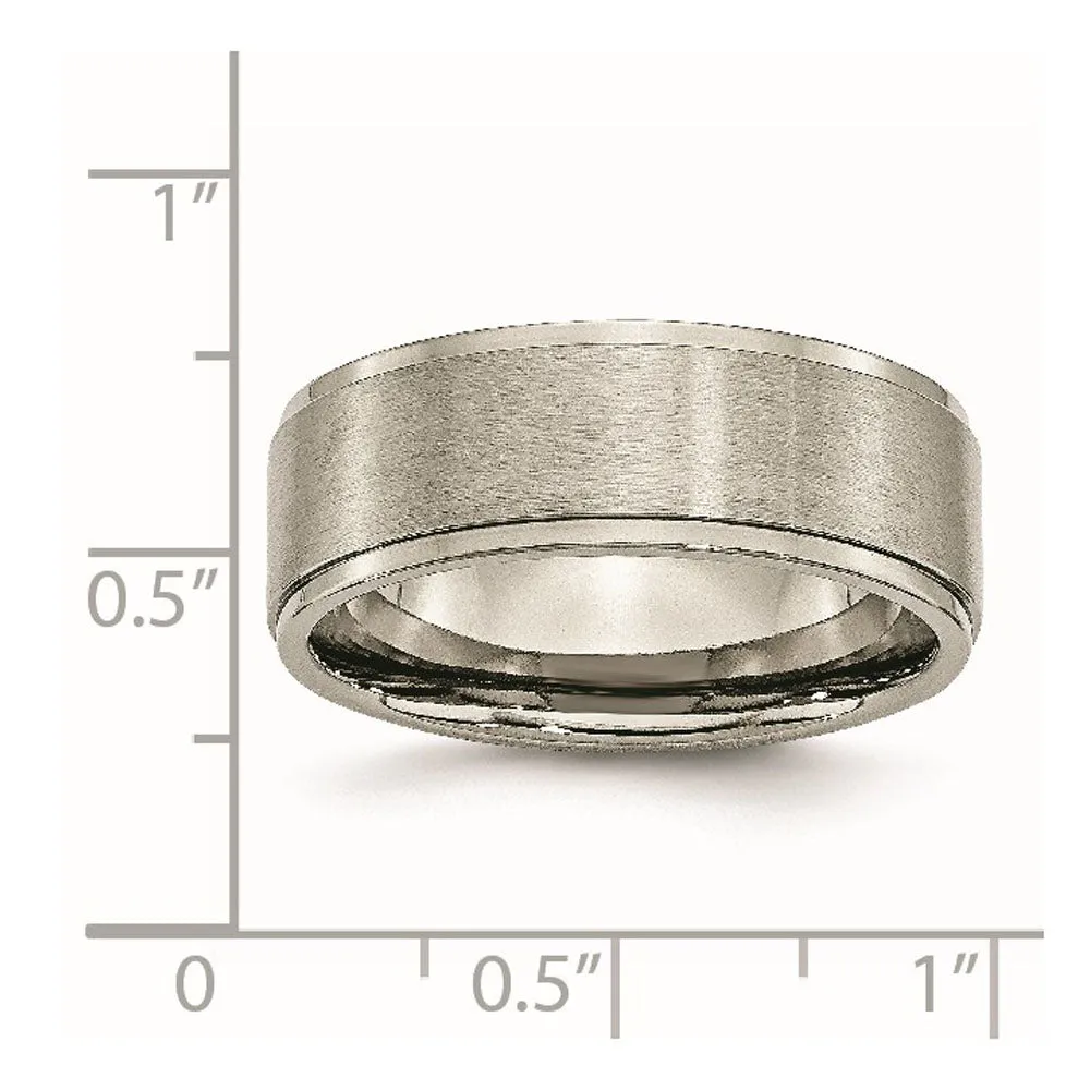 8mm Titanium Brushed Polished Ridged Comfort Fit Band