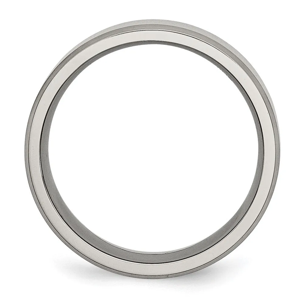 8mm Titanium Polished Brushed Beveled Comfort Fit Band