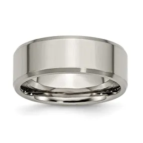 8mm Titanium Polished Brushed Beveled Comfort Fit Band