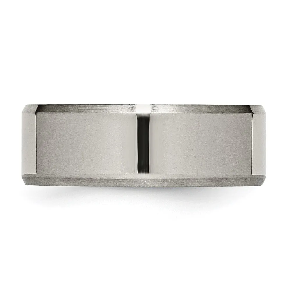 8mm Titanium Polished Brushed Beveled Comfort Fit Band