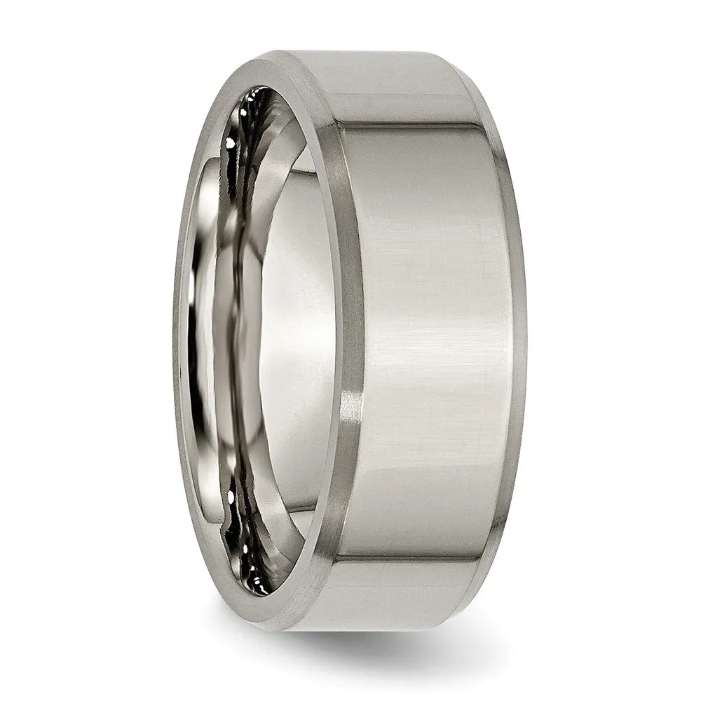 8mm Titanium Polished Brushed Beveled Comfort Fit Band