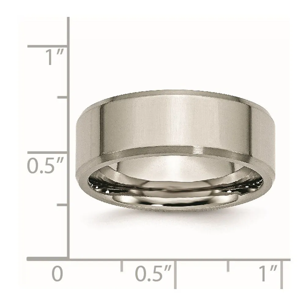 8mm Titanium Polished Brushed Beveled Comfort Fit Band