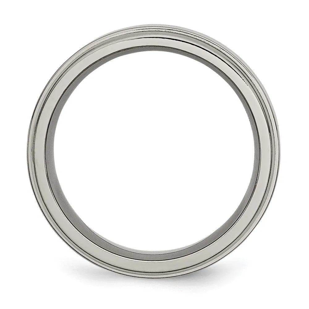 8mm Titanium Polished Grooved Comfort Fit Band