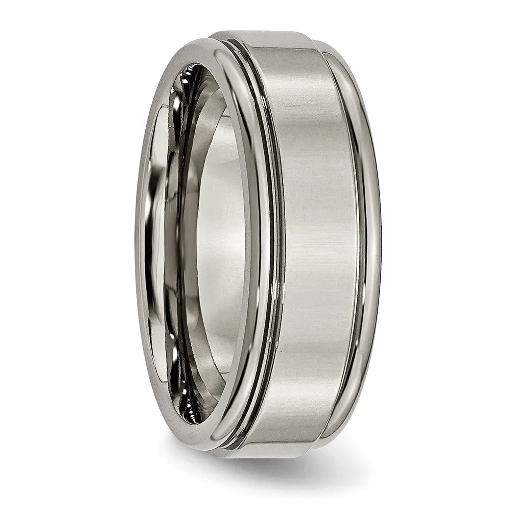 8mm Titanium Polished Grooved Comfort Fit Band