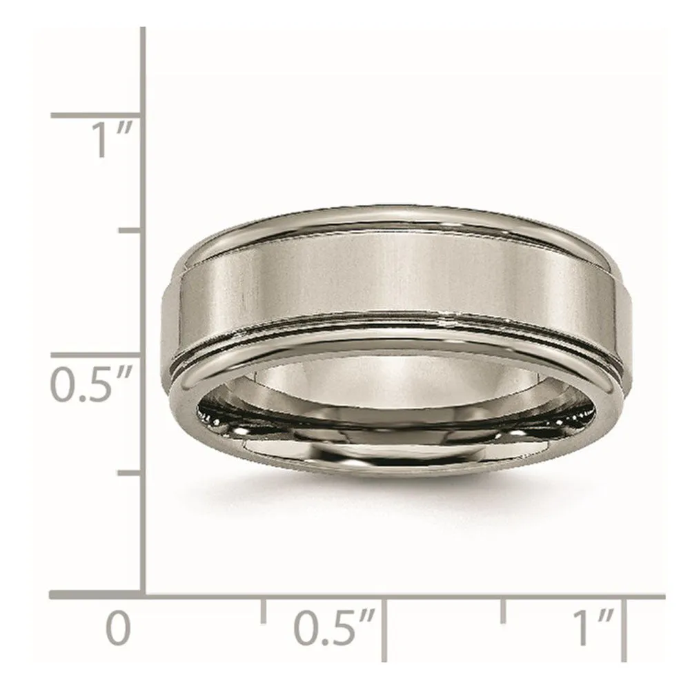 8mm Titanium Polished Grooved Comfort Fit Band