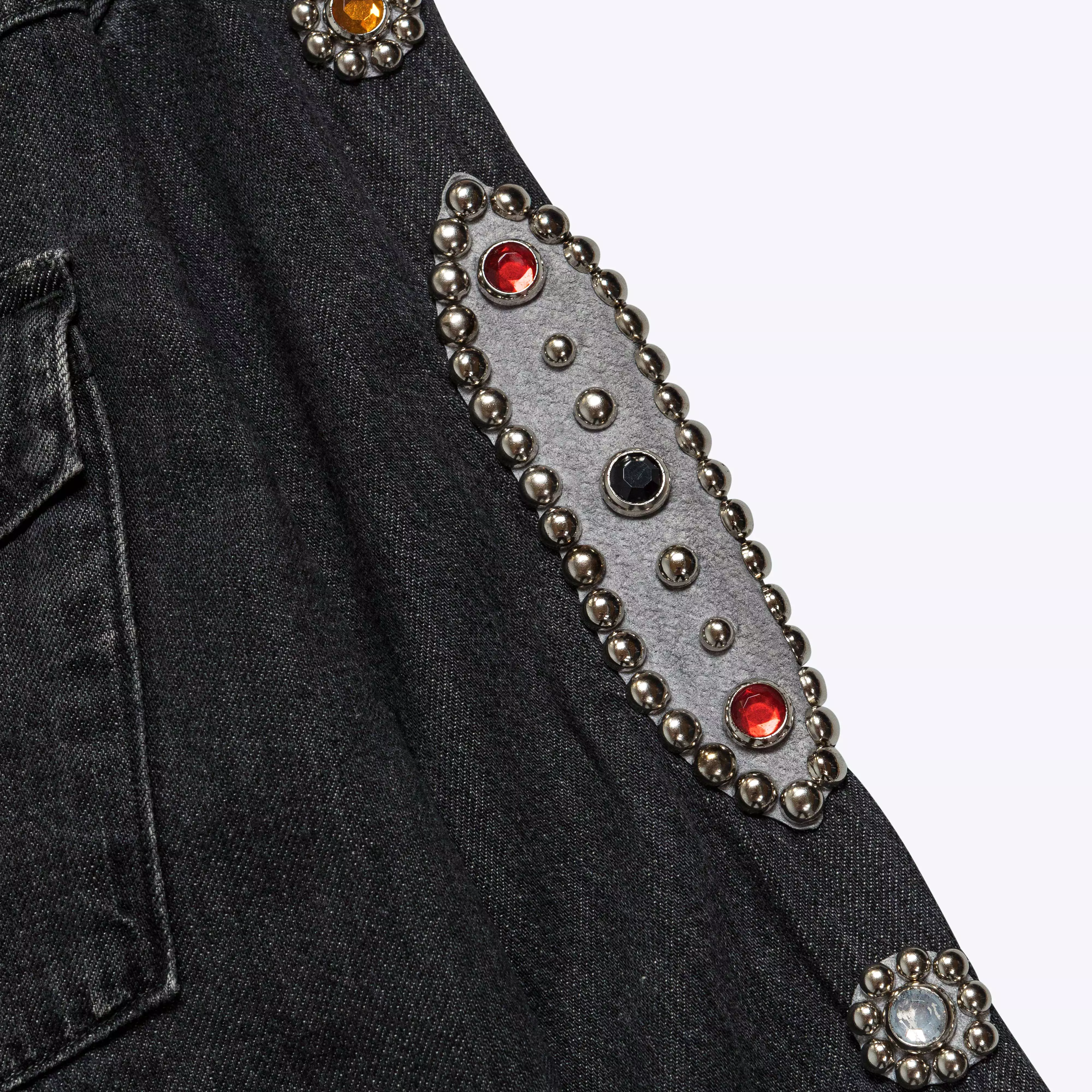 8oz Black Denim Western Shirt (STUDS) - Black