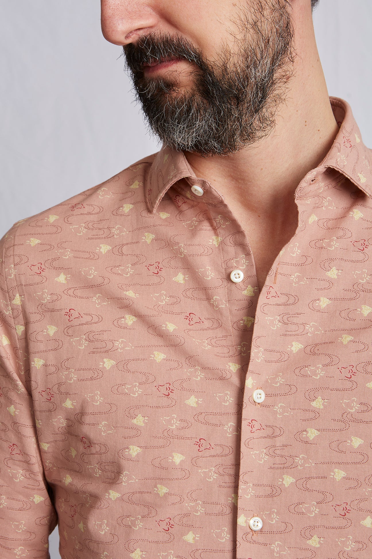 ABCL GARMENTS ITALY Liberty Pink Bird 3227 Long Sleeve Shirt - Buy Online Now!