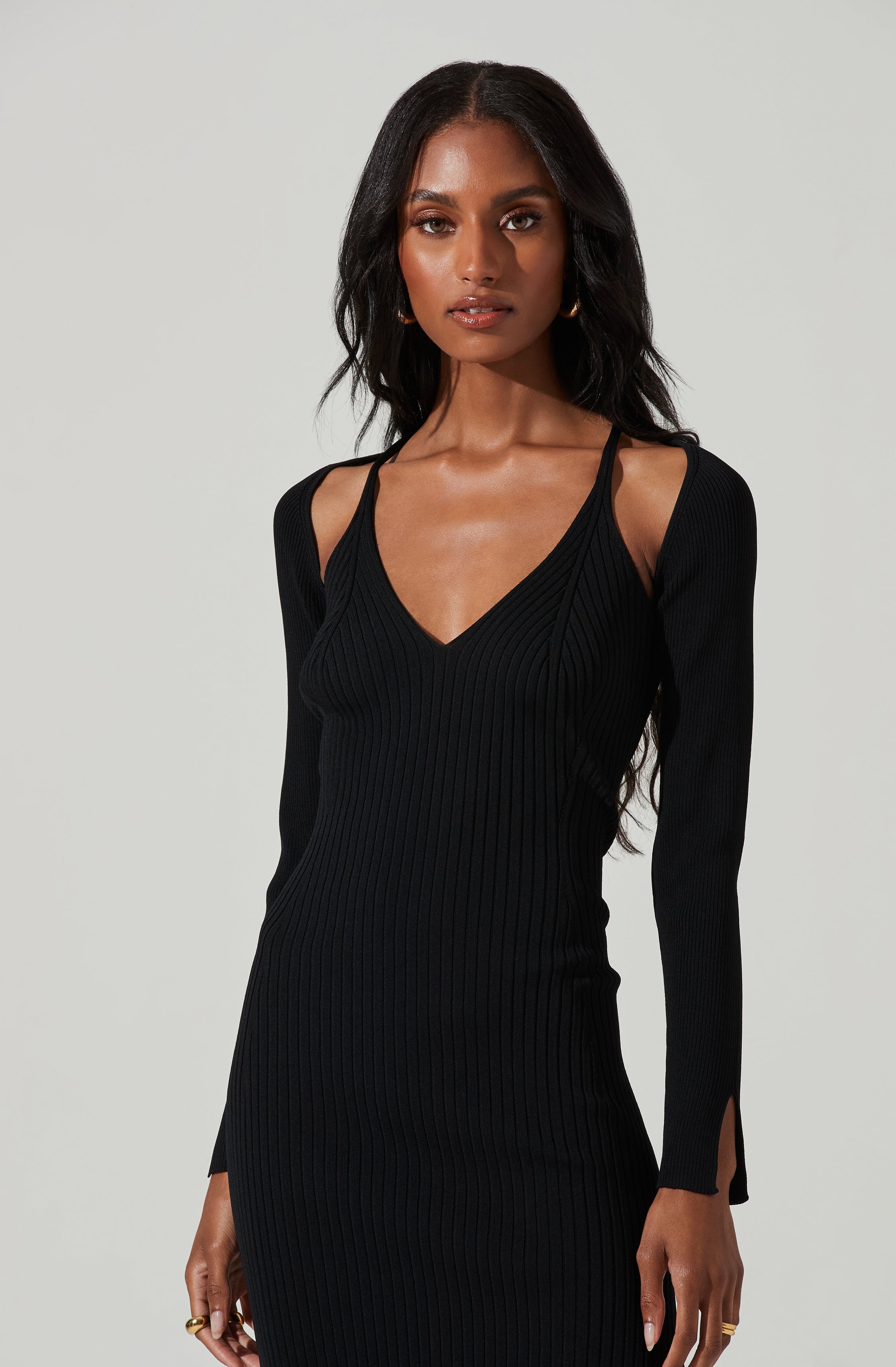 Abella Long Sleeve Cutout Midi Dress