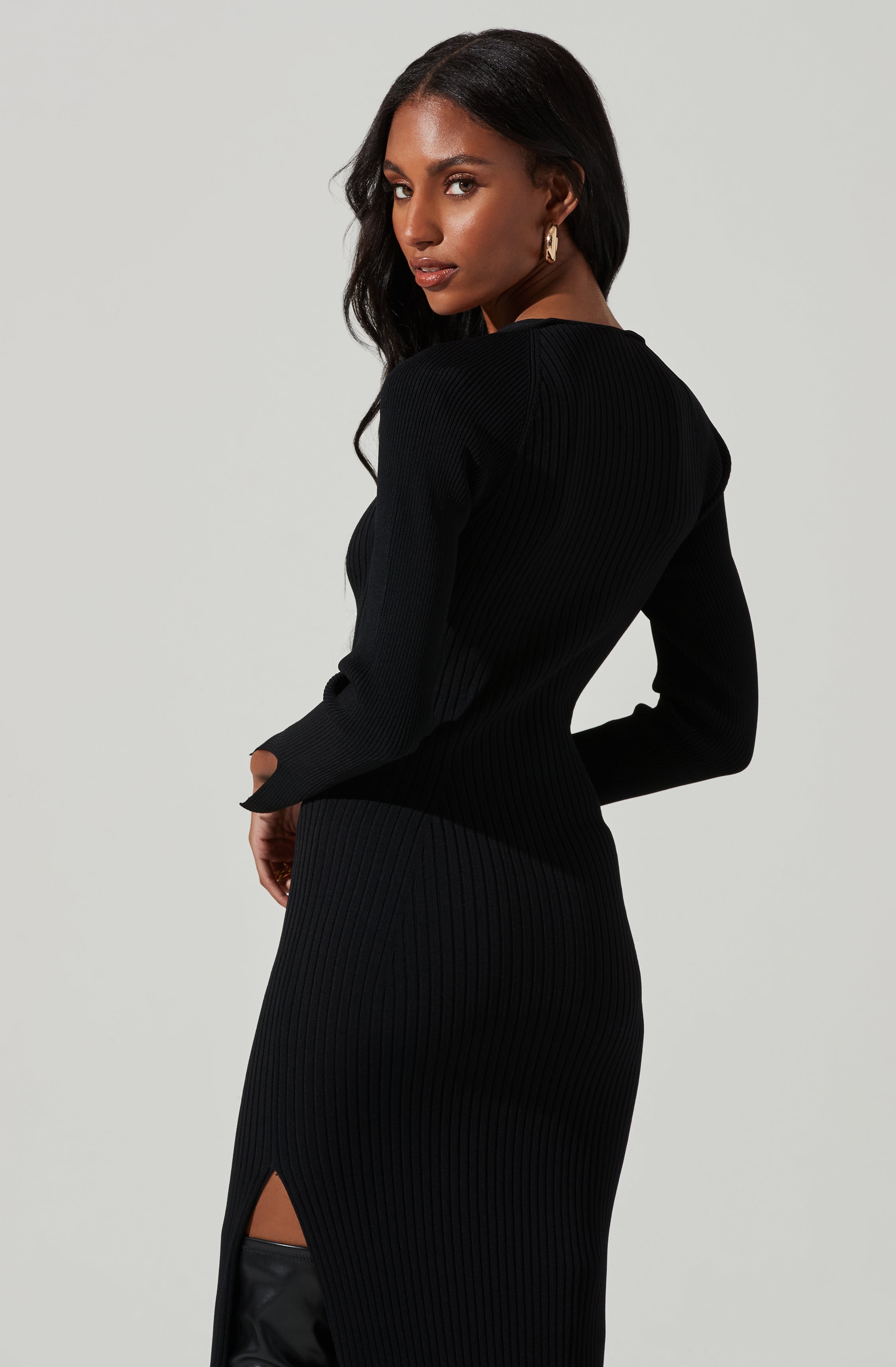 Abella Long Sleeve Cutout Midi Dress