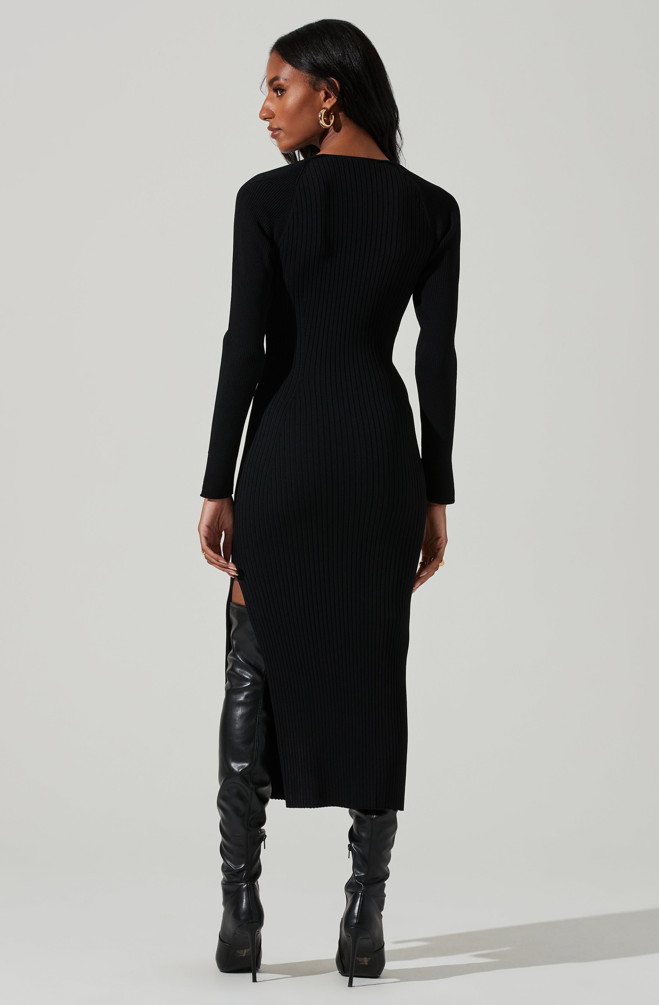 Abella Long Sleeve Cutout Midi Dress