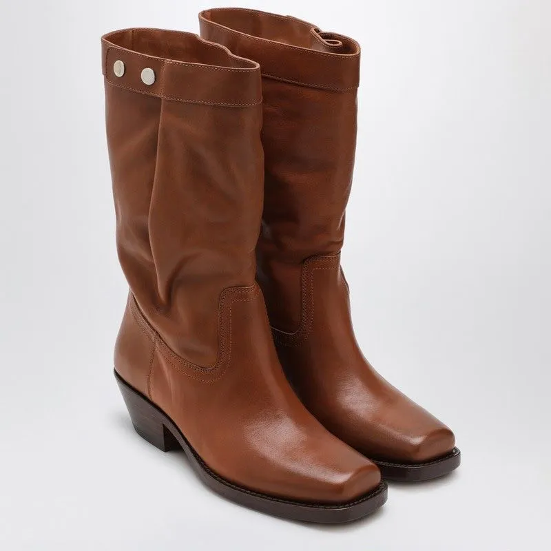 Ademe Havana Leather Biker Boots